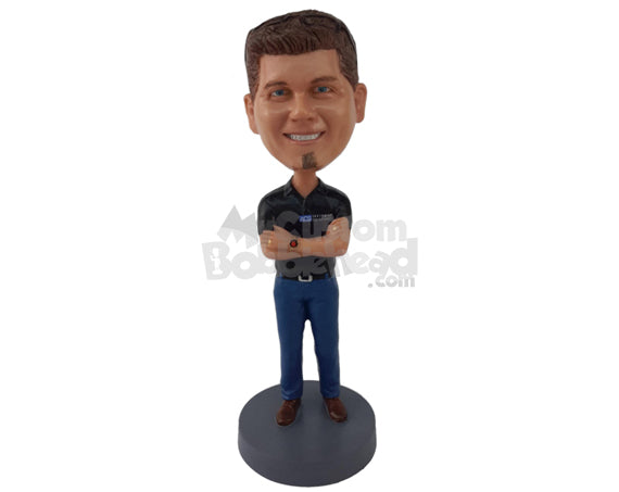 Custom Bobblehead Handsome Man Wearing A Shirt Jeans And Fancy Belt - Leisure & Casual Casual Males Personalized Bobblehead & Cake Topper Custom Bobblehead Handsome Man Wearing A Shirt Jeans And Fancy Belt - Leisure & Casual Casual Males Personalized Bobblehead & Cake Topper